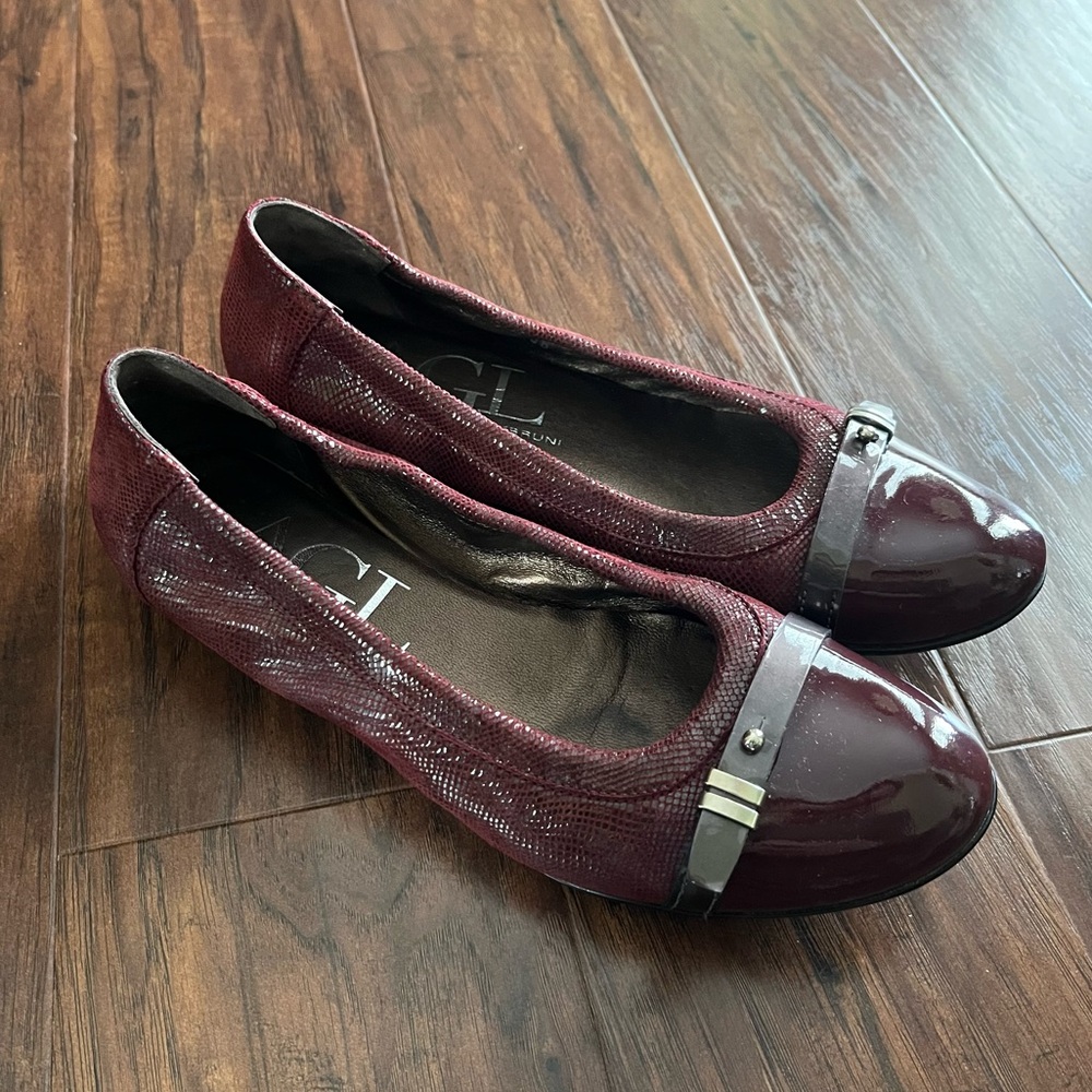 AGL Attilio Giusti Leombruni Cap Toe Ballet Flat Maroon size 37.5